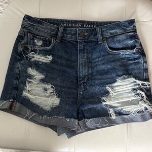 American Eagle Outfitters Distressed Mom Ripped Denim Jean Shorts